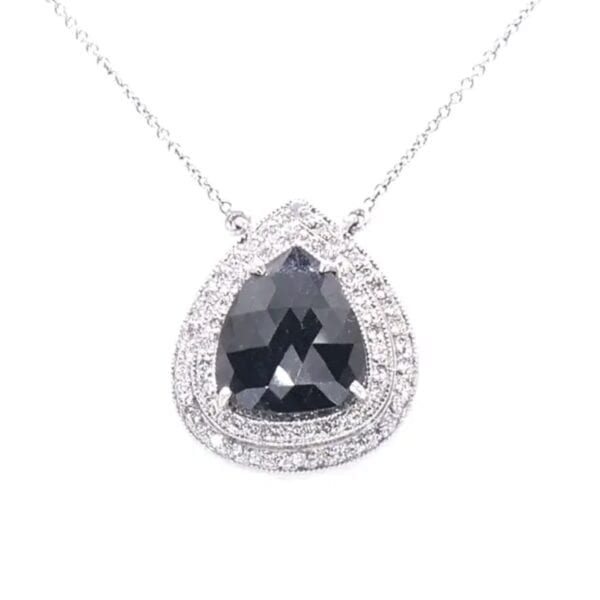 4.62 Carat Pear Shape Black Diamond Necklace