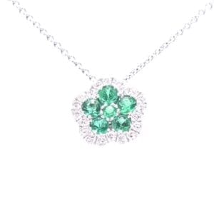 Emerald and Diamond 14K White Gold Necklace
