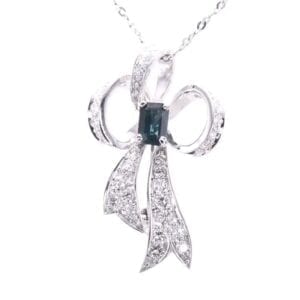 1.20 Carat Sapphire and Diamond Bow Necklace