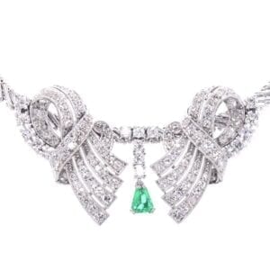 Vintage Diamond and Emerald Necklace