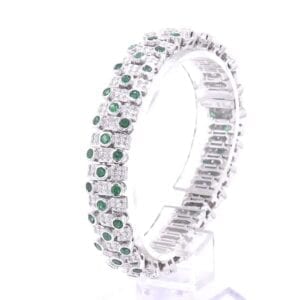 Vintage Diamond and Bezel Set Emerald Bracelet