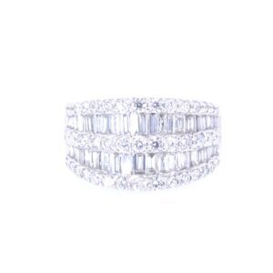 Baguette and Round Brilliant Diamond Ring 14K White Gold
