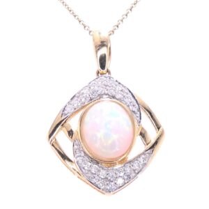 2.28 Carat Opal and Diamond Pendant
