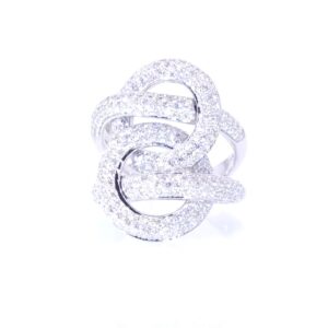 14K White Gold Diamond Interlocking Ring