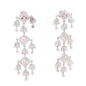 18K White Gold 1.96 CTW Diamond Chandelier Dangle Earrings