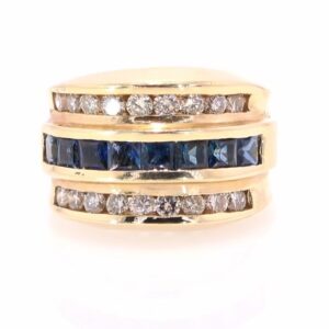 14K Yellow Gold Sapphire Diamond Ring