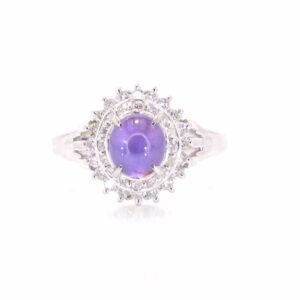 Platinum Purple Star Sapphire and Diamond Ring