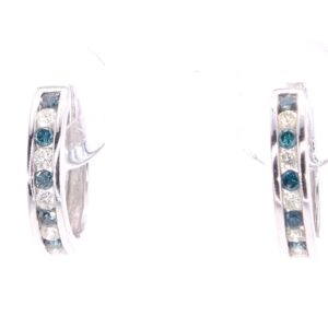 14K White Gold Diamond and Blue Diamond Earrings
