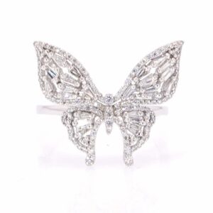 14K White Gold Diamond Butterfly Ring