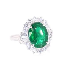 Platinum Zambian Emerald and Diamond Ring