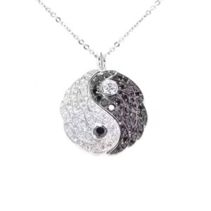14K White Gold Diamond Ying Yang Necklace