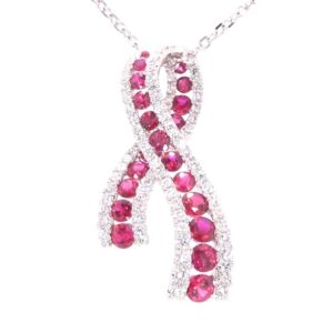 18K White Gold Ruby and Diamond Ribbon Necklace