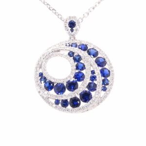 18K White Gold Ceylon Sapphire and Diamond Necklace