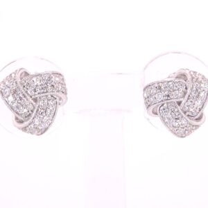 14K White Gold Diamond Knot Earrings