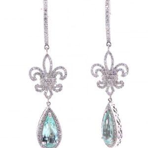 18K White Gold Diamond and Paraiba Tourmaline Earrings