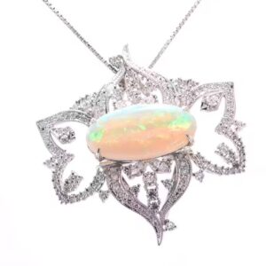 Platinum Australian Opal and Diamond Necklace
