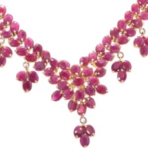 Vintage 18K Yellow Gold Ruby Necklace