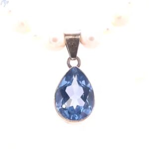 Sterling Silver Pearl and Blue Topaz Necklace