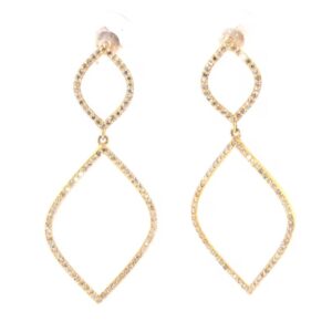 14K Yellow Gold Diamond Marquis Dangle Earrings