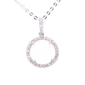 14K White Gold Mother of Pearl and Diamond Necklace