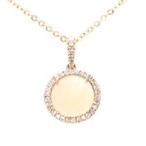 14K Yellow Gold Mother of Pearl and Diamond Necklace