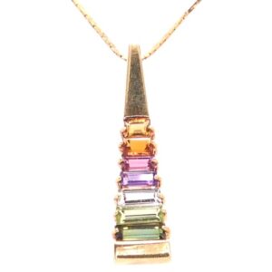1K Yellow Gold Multiple Stone Necklace