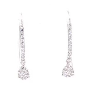 14K White Gold Diamond Threader Dangle Earrings