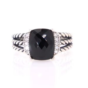 David Yurman Black Onyx and Diamond Ring