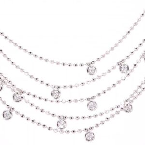 18K White Gold Five Strand Diamond Necklace