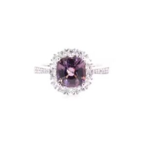 14K White Gold Purple Spinel and Diamond Ring