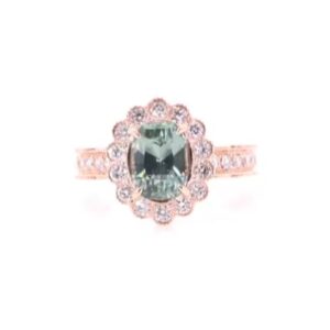 14K Rose Gold Montana Sapphire and Diamond Ring