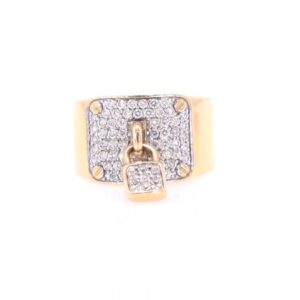 14K Yellow Gold Diamond Lock Ring