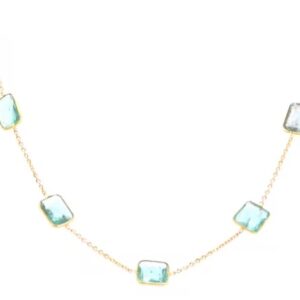 18K Yellow Gold Emerald Station Necklace
