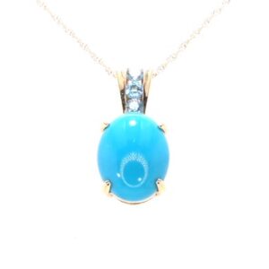 14K Yellow Gold Turquoise and Blue Topaz Necklace