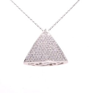 18K White Gold Diamond Triangle Necklace