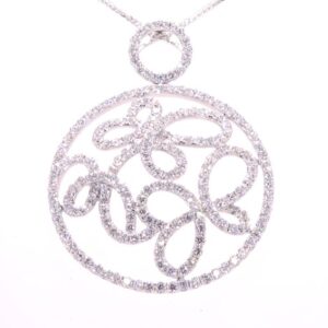 18K White Gold Diamond Butterflies in a Circle Necklace