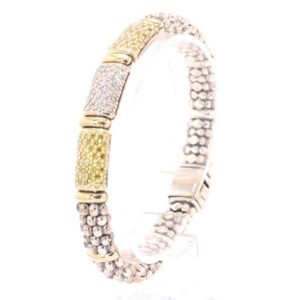 Sterling Silver / 18K Yellow Gold Yellow and Gold Diamond Bracelet