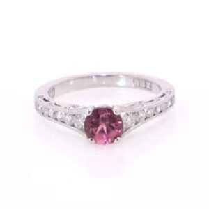 Tacori 18K White Gold Pink Tourmaline and Diamond Ring