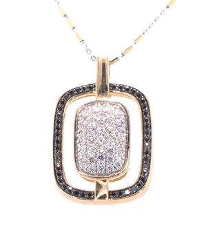 14K Yellow Gold Black and White Diamond Necklace
