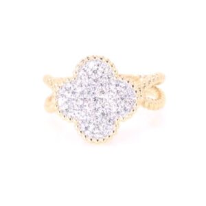 14K Yellow Gold Diamond Clover Ring