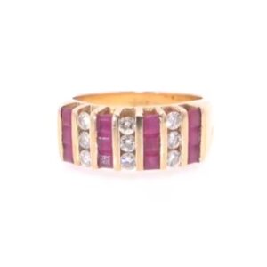 14K Yellow Gold Ruby and Diamond Channel Set Ring