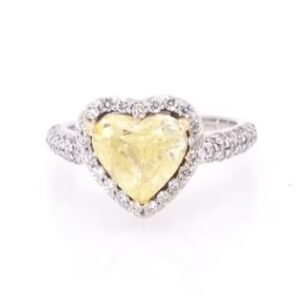 14K White Gold Fancy Yellow Diamond Ring