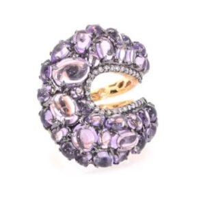 18K Rose Gold Amethysty and Diamond Ring