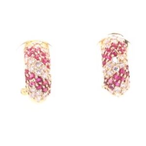 18K Yellow Gold Ruby and Diamond Earrings