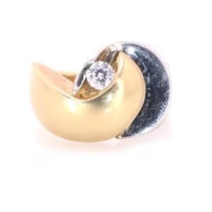 14K Two Tone Cubic Zirconia Ring