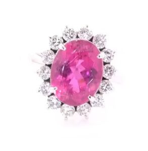 Platinum Pink Tourmaline and Diamond Ring