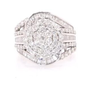 14K White Gold Diamond Halo Ring