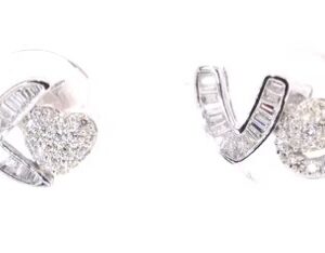 14K White Gold Love Diamond Earrings