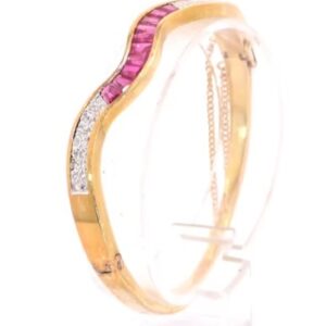 14K Yellow Gold Tapered Ruby and Diamond Bracelet