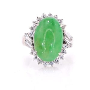 Platinum Jade and Diamond Ring